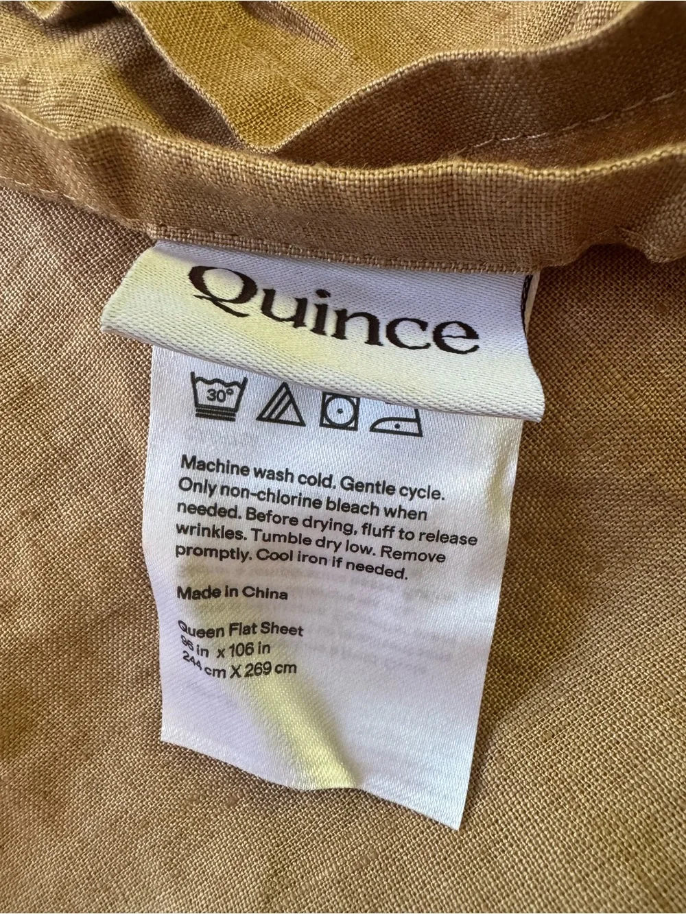 Quince European Linen 4-Piece Sheet Set Queen Desert Sunset 100% Linen